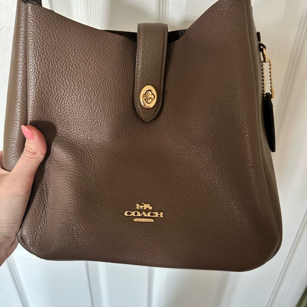 Coach Hadley Crossbody Brown Pebbled Leather Gold/Stone - Picture 2 of 6